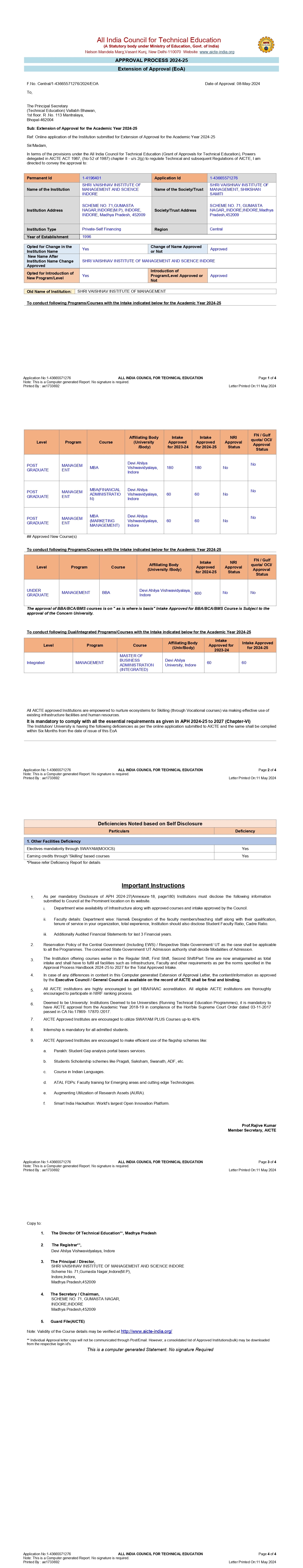 AICTE approval